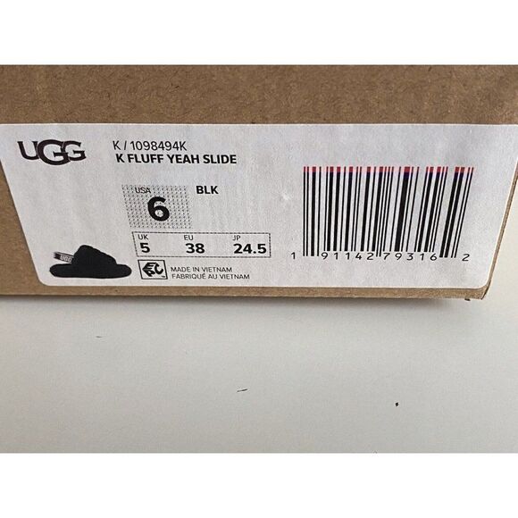 UGG Fluff Yeah Ruby Black Slide Slippers 1098494 Women’s Size 6 Box No Lid NEW - Picture 10 of 13